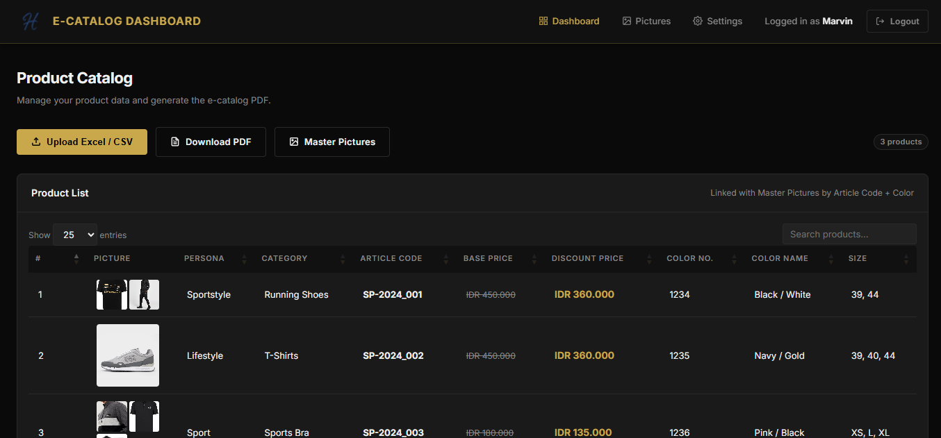 E-Catalog support screenshot 1
