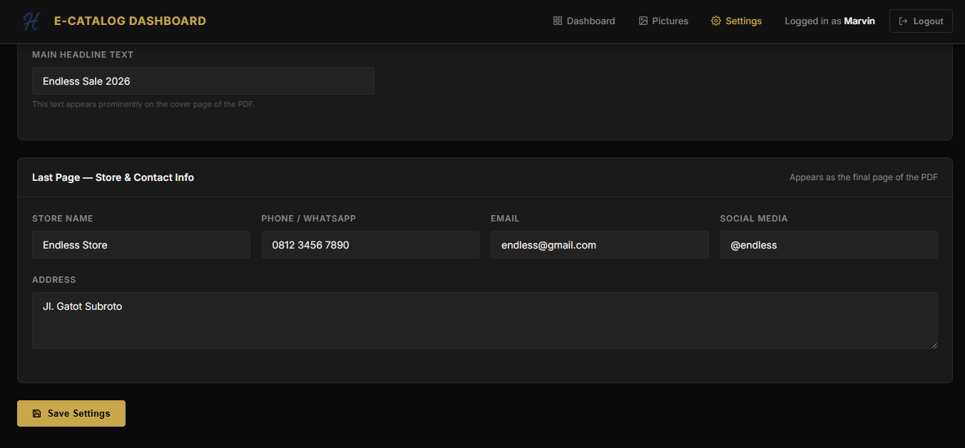 E-Catalog support screenshot 3
